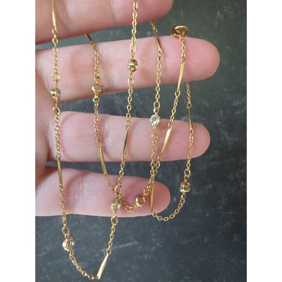 Unbranded Jewelry - Prong Set Clear Rhinestone Station Necklace Vintage READ Description